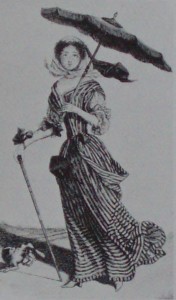 rycina damy spacerującej na wsi Sainta-Jeana, ok. 1675